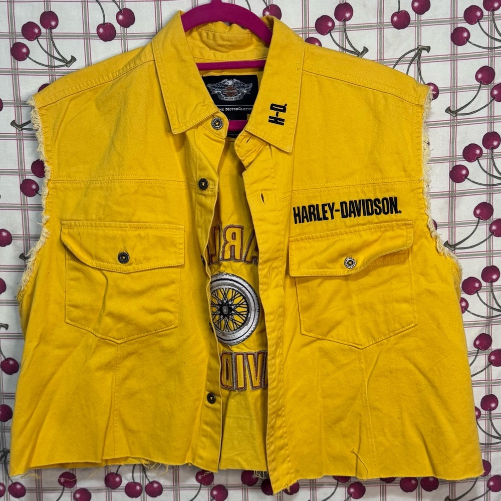 Harley-Davidson Motor Clothes Cropped Vibrant Yellow Vest